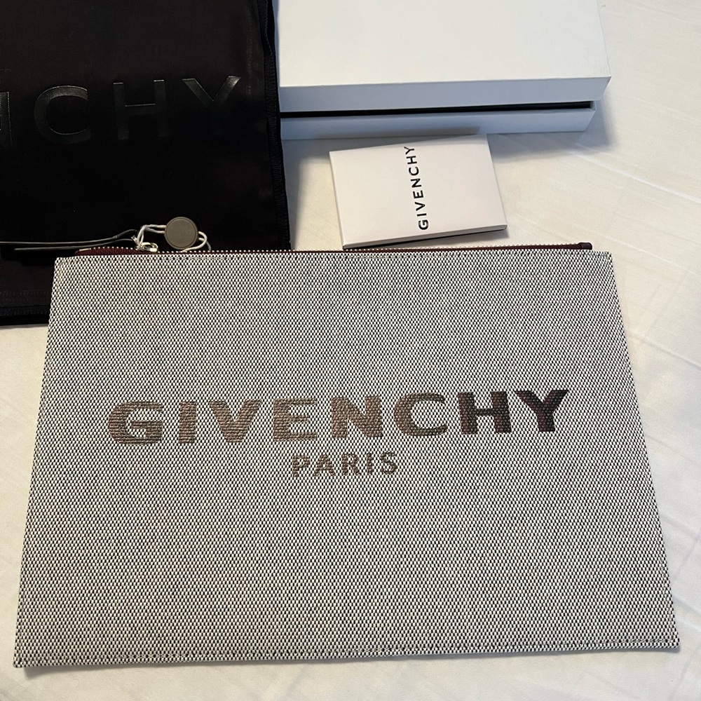NWT & box!  Givenchy canvas & leather clutch